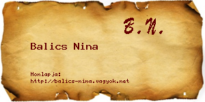 Balics Nina névjegykártya